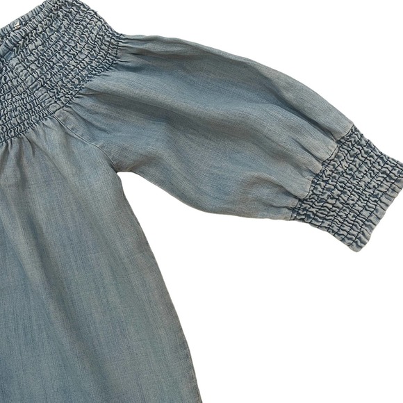 Miss Me Off the shoulder Blue denim Blouse Size Small - Picture 4 of 9